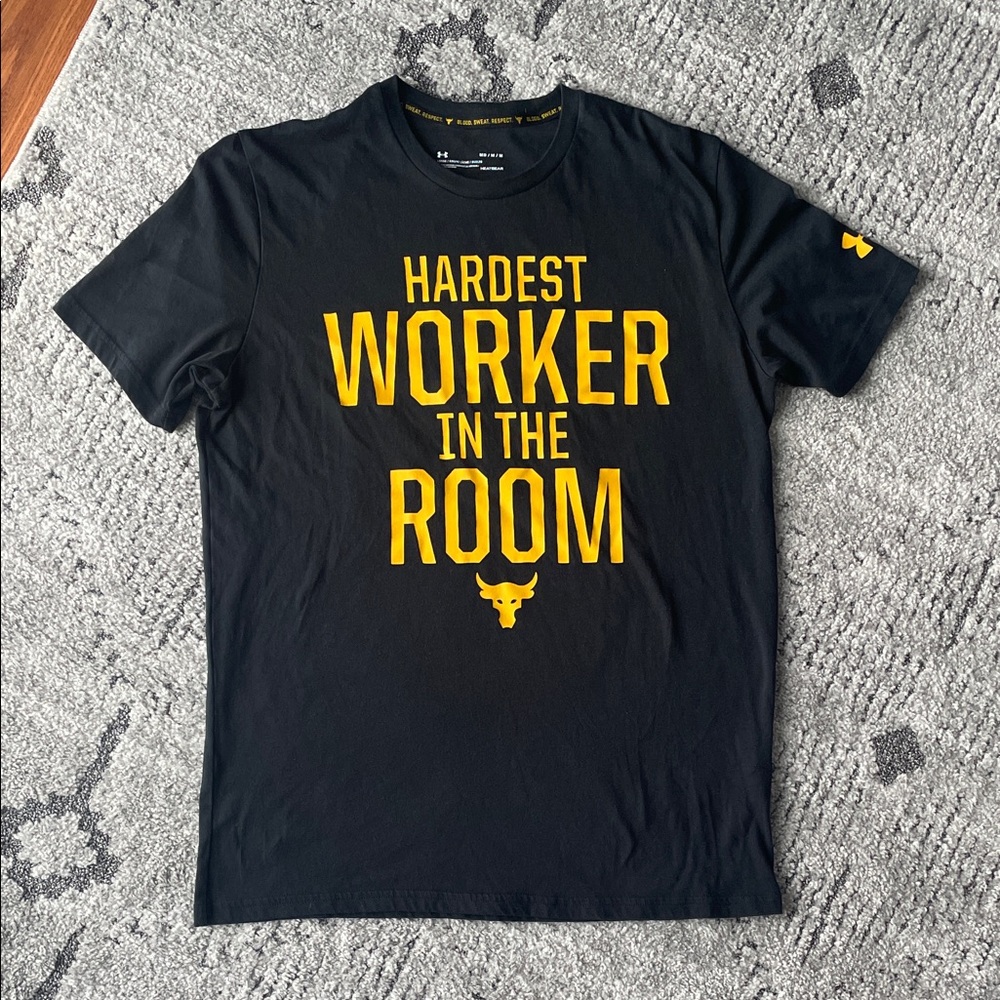 Under Armour Project Rock Black and Yellow Short Sleeve Tee Sz M